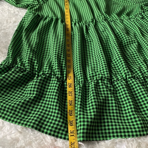 Topshop Maternity Gingham tiered Blouse- Size 12 L Black Green Check - Picture 7 of 7